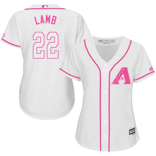 Diamondbacks #22 Jake Lamb White/Pink Fashion Women's Stitched MLB Jersey